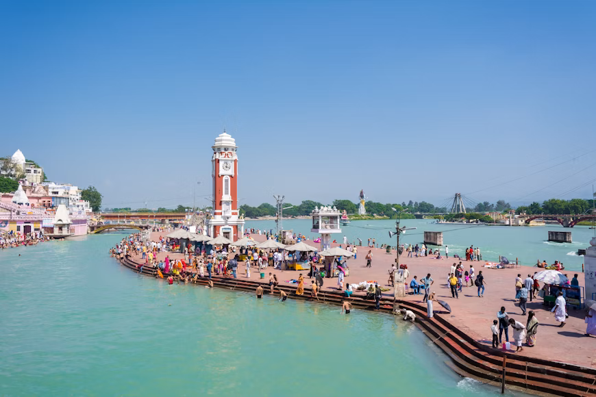 Spiritual dip in holy waters.